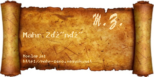 Mahr Zénó névjegykártya
